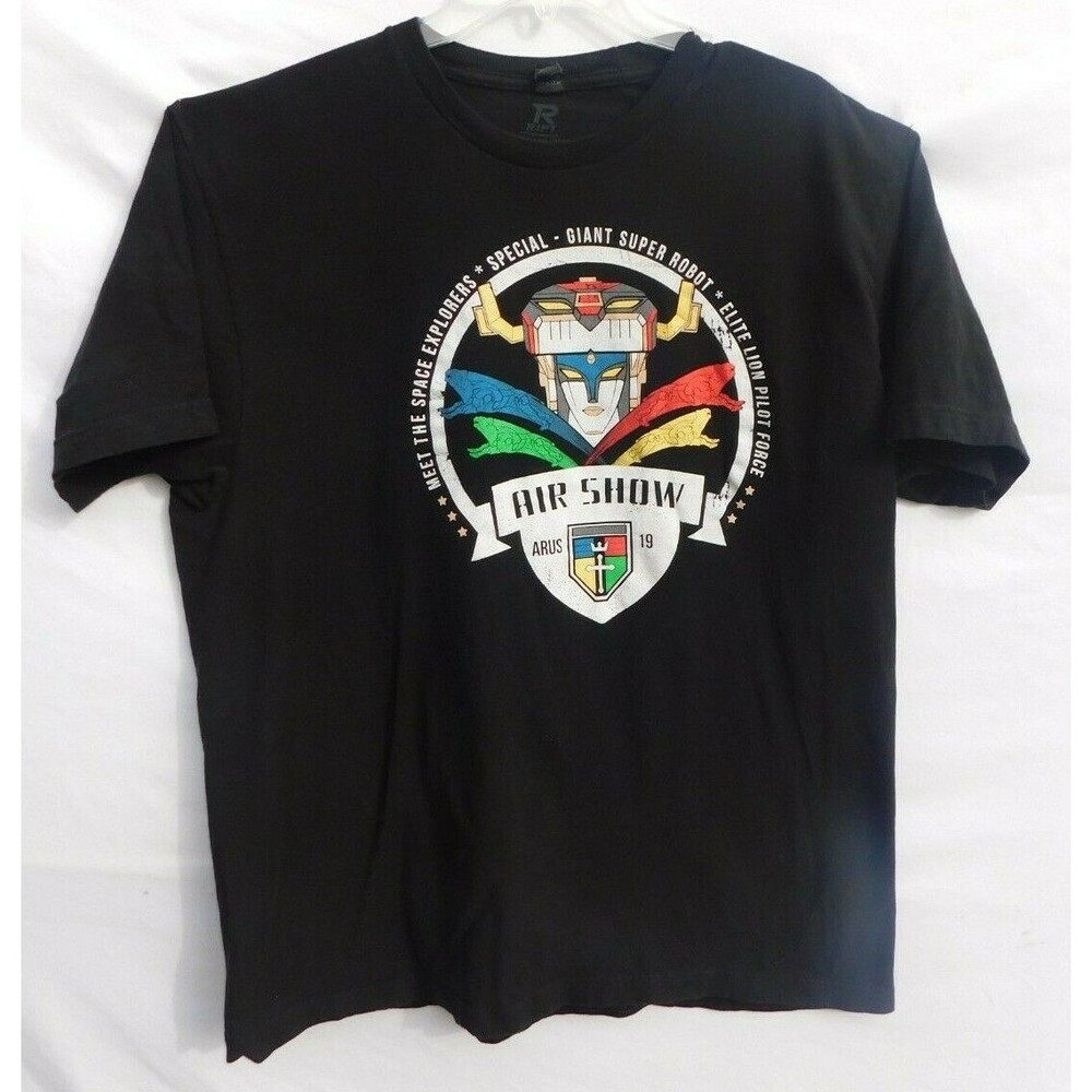 AIR SHOW Arus 19 Giant Super Robot Space Explorers Mens Black T -Shirt Size XL